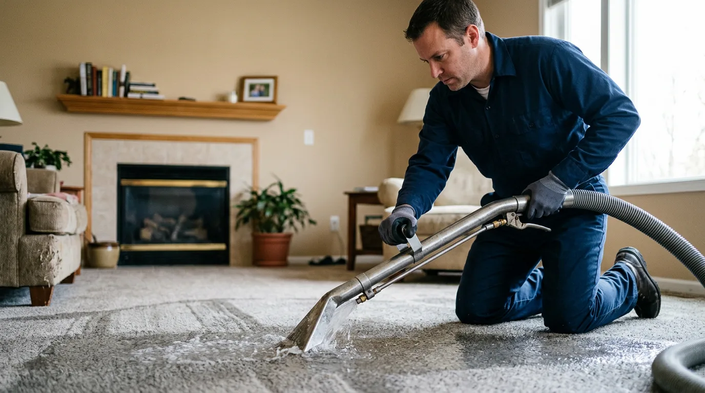 Water damage restoration technician working near Sophia, NC